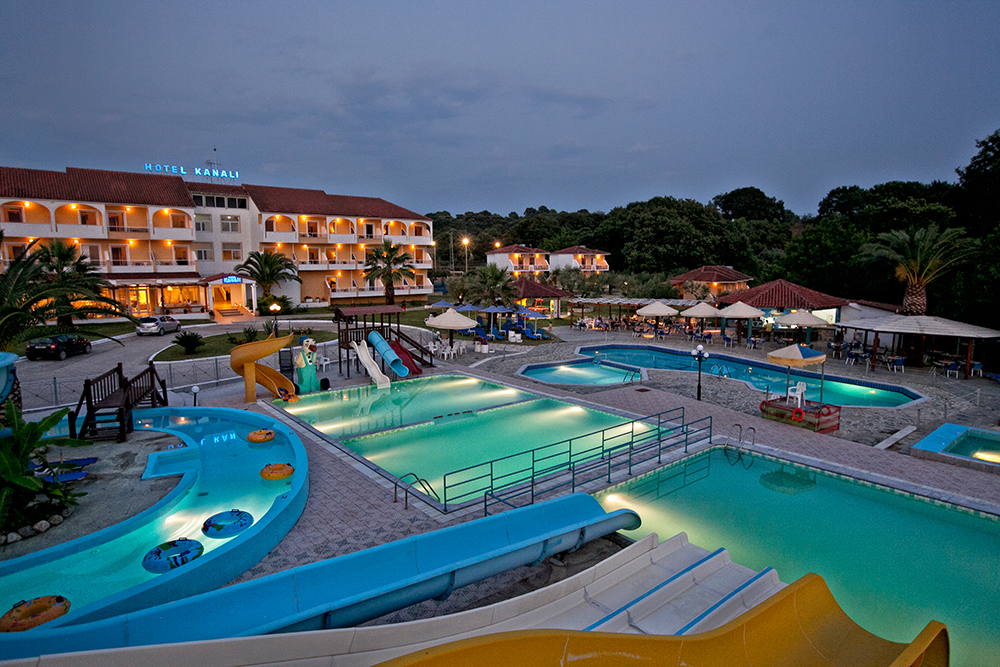 Kanali Beach Hotel Water Park by Night.jpg