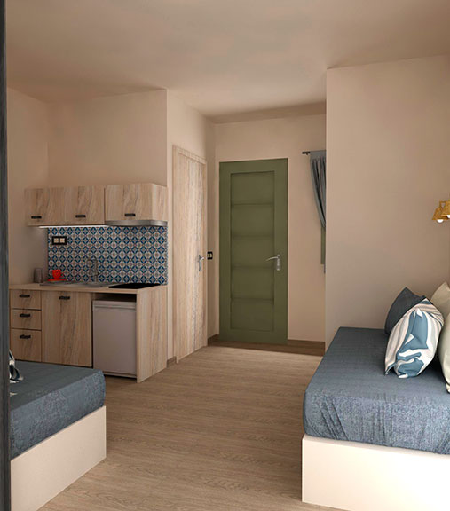 Asteris Village Hotel - Executive apartment - Pogled na kuhinju.jpg