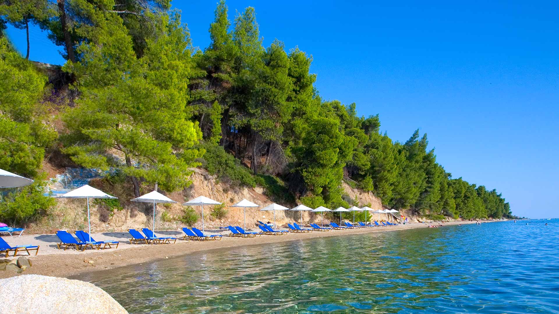Acrotel Athena Residence hotel - ležaljke na plaži.jpg